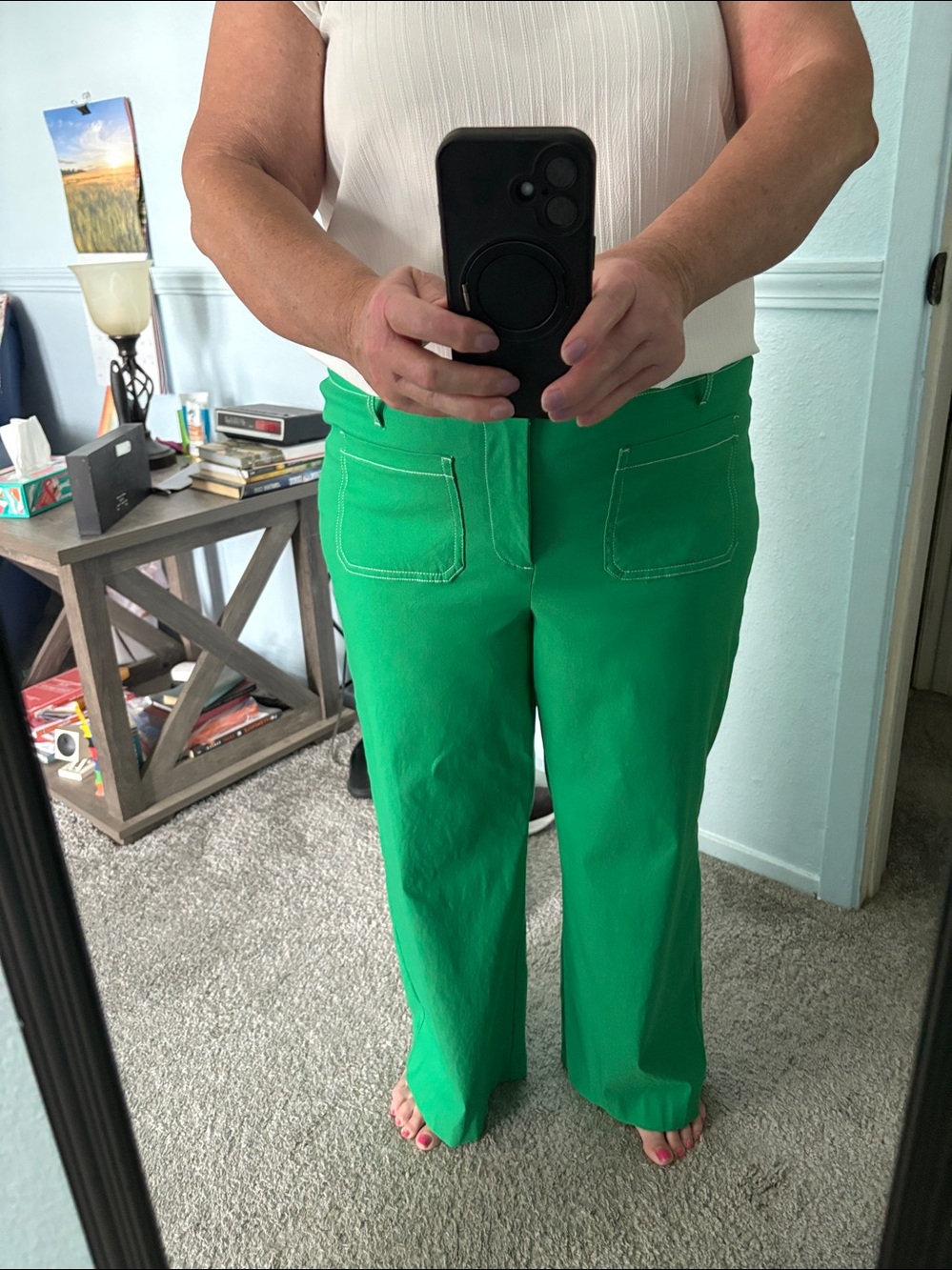 Jules & Leopold Bright Green Wide-Leg Pants - Picture 10 of 11